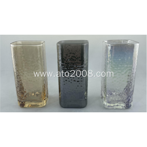 Hammer pattern High-Ball Square Glass Electroplate Color